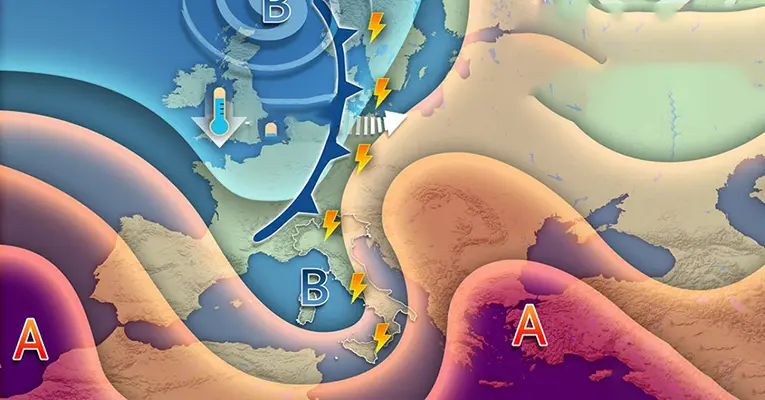 Previsioni meteo: temporali intensi e brusco calo termico in arrivo