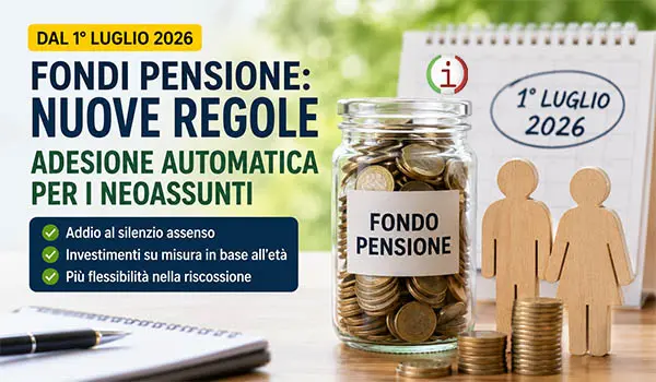 Fondi pensione 2026: dal 1° luglio cambia tutto per i neoassunti con l'adesione automatica