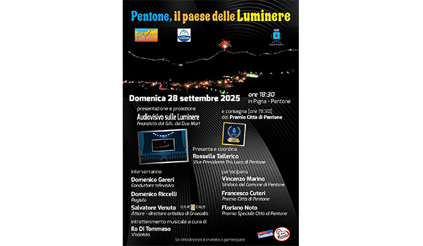 Pentone, il paese delle Luminere: storia, tradizione e il Premio Città di Pentone 2025. Diretta Facebook 
