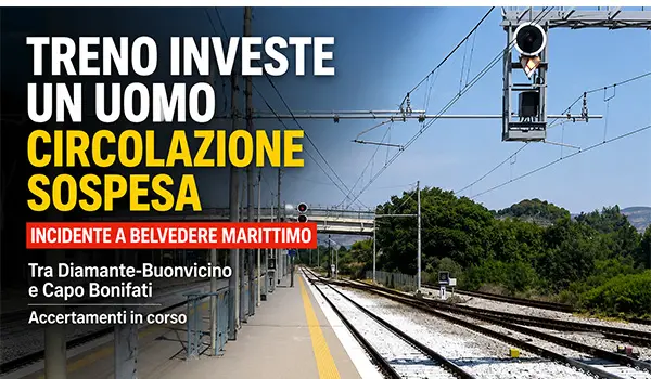 Treno investe un uomo nel cosentino, circolazione ferroviaria sospesa sulla linea Tirrenica