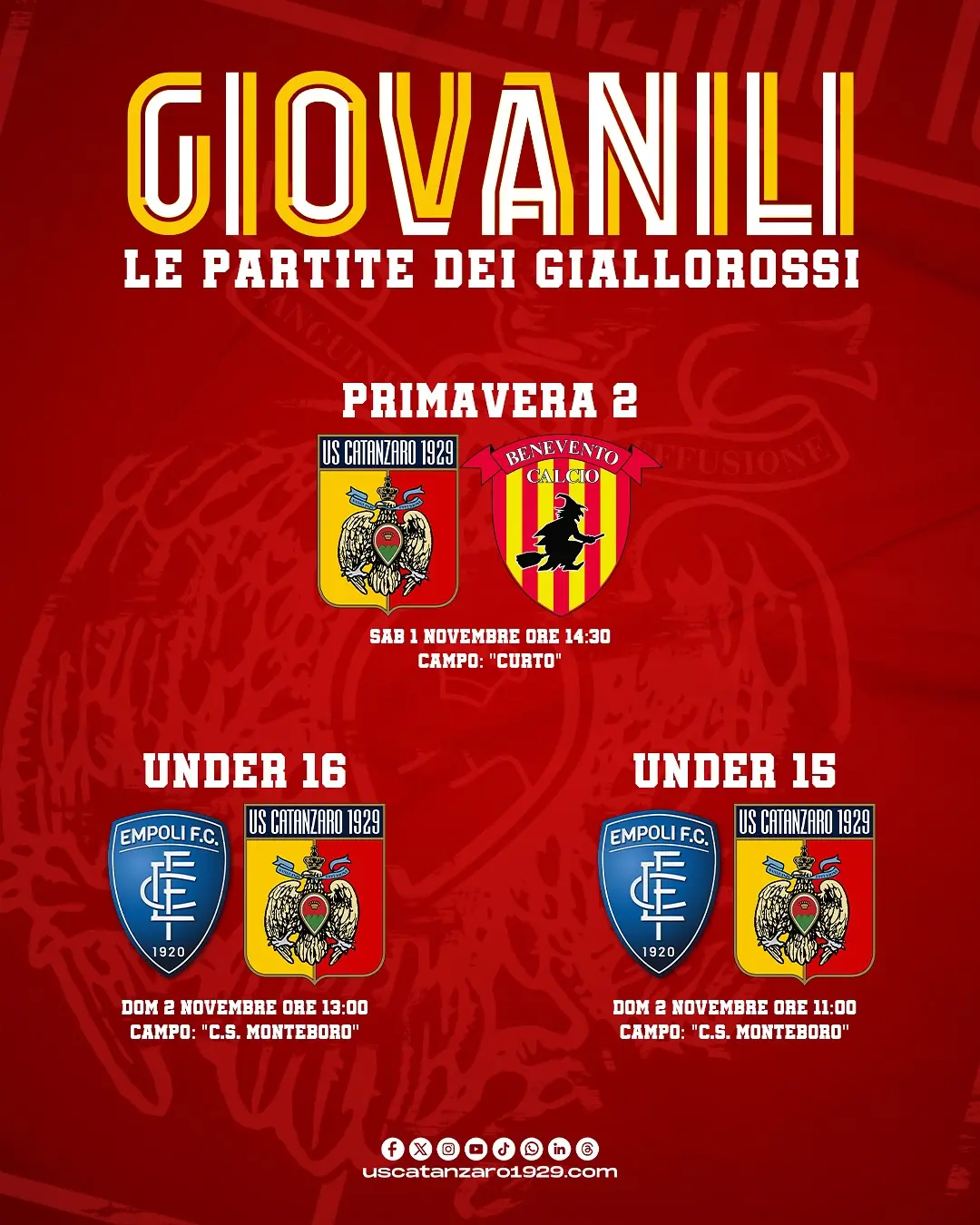 Giovani Aquile in campo: il weekend delle giovanili del Catanzaro