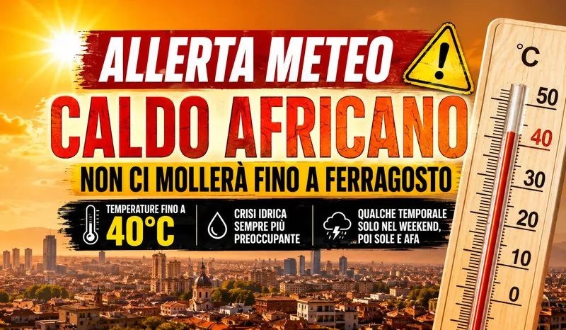 Caldo africano sull’Italia fino a Ferragosto: temperature fino a 40°C, afa e crisi idrica sempre più preoccupante