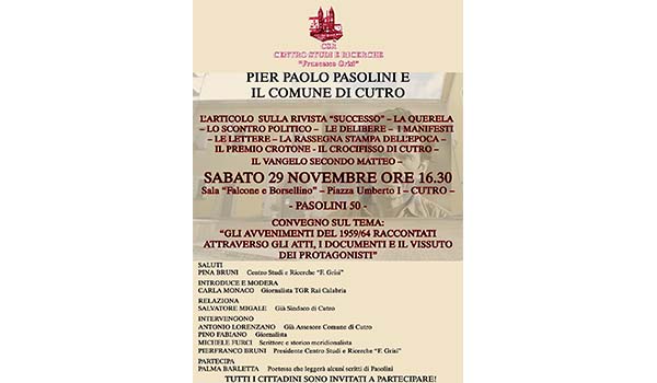 Riscoprire Pasolini: a Cutro un convegno tra testimonianze e documenti storici