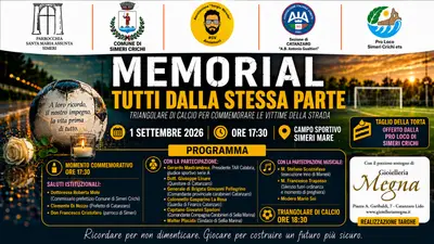 Simeri Crichi, nel ricordo delle vittime della strada: il 1° settembre il Memorial “Tutti dalla Stessa Parte” .