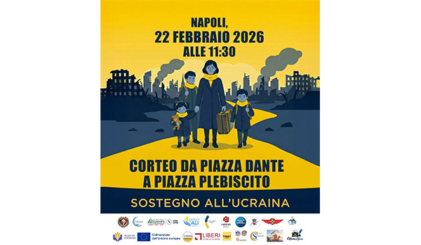 A Napoli il corteo “Sostegno all’Ucraina”: domenica 22 febbraio da Piazza Dante a Piazza del Plebiscito