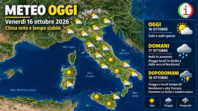 Meteo weekend dal 16 al 18 ottobre tra clima mite e prime piogge domenica