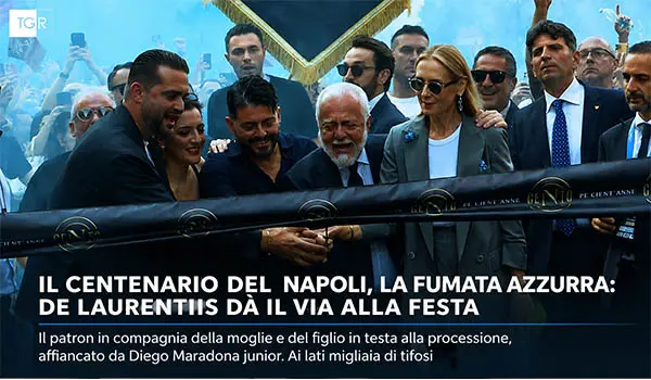 Centenario del Napoli, al via le celebrazioni: De Laurentiis apre la grande festa tra migliaia di tifosi