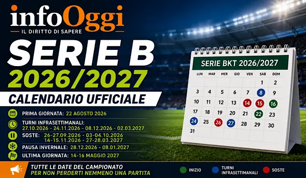 Calendario Serie B 2026/27 ufficiale: tutte le date del campionato, turni infrasettimanali, soste e ultima giornata