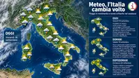 Meteo, l’Italia cambia volto: piogge in movimento e nuove schiarite nel weekend
