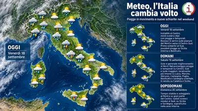 Meteo, l’Italia cambia volto: piogge in movimento e nuove schiarite nel weekend