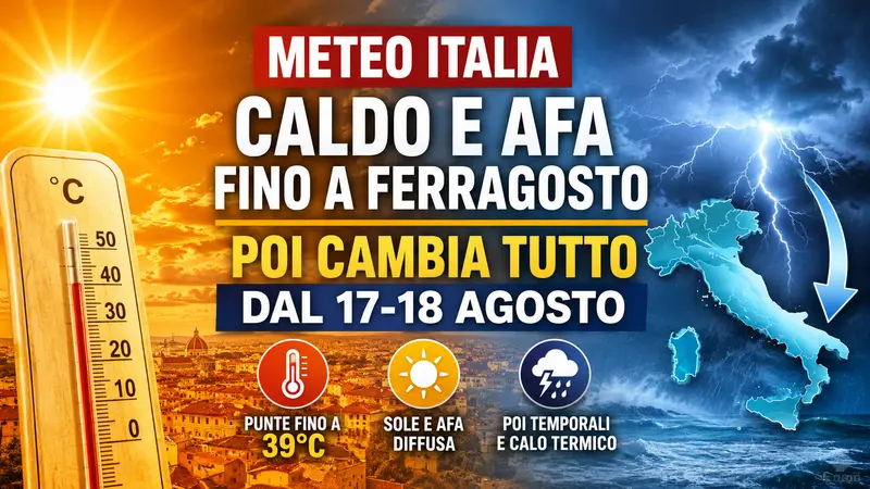 Meteo Italia, caldo intenso fino a Ferragosto con punte di 39 gradi poi possibile svolta
