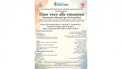 L’Ufficio Catechistico dell’Arcidiocesi di Catanzaro-Squillace e l’Istituto Universitario Pratesi presentano la seconda edizione del corso “Dare voce alle emozioni”