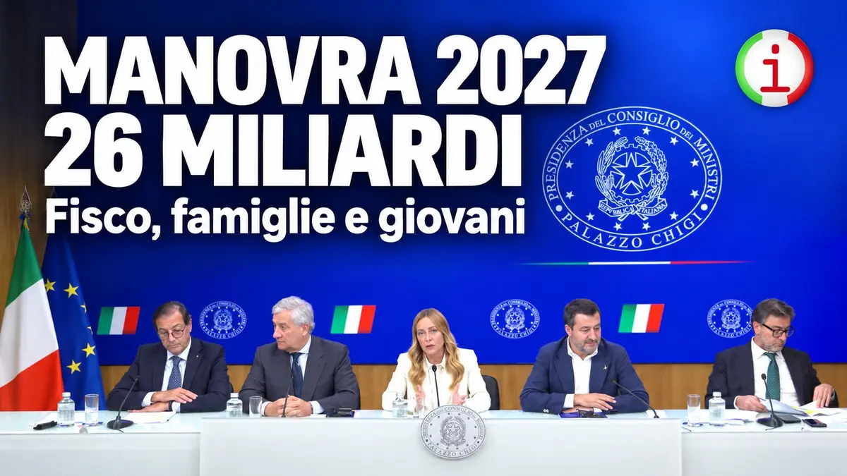 Manovra 2027 da 26 miliardi tra taglio Irpef incentivi alle famiglie e sostegni ai giovani. Video