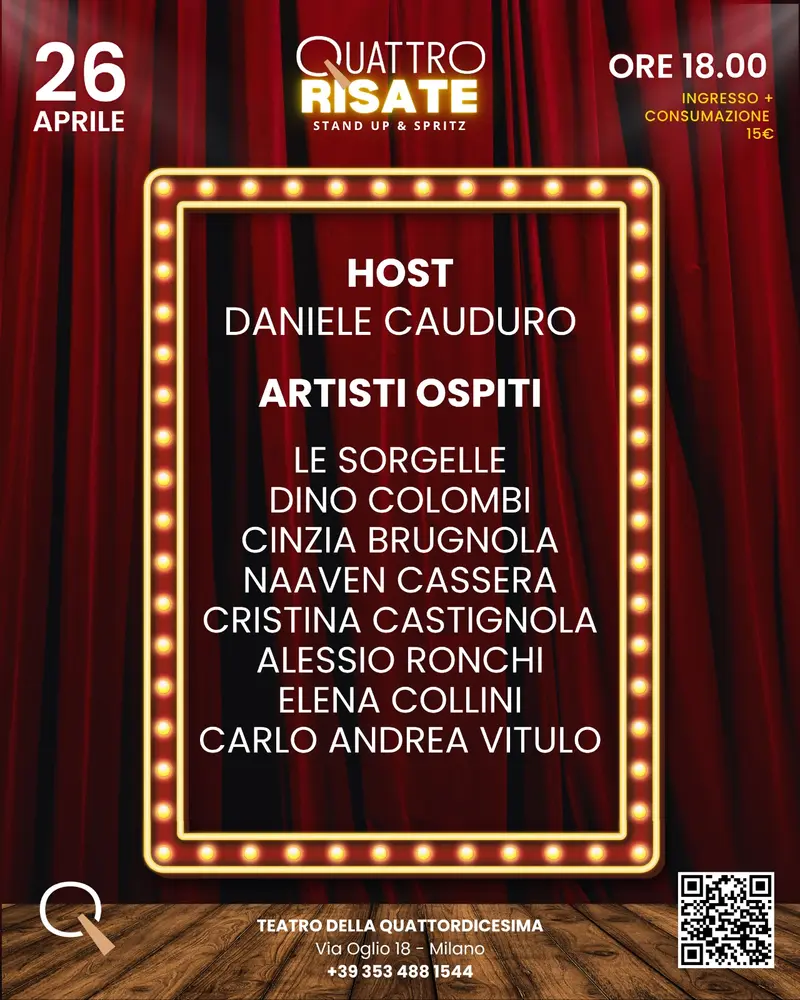 Al Teatro della Quattordicesima la comicità si serve con l’aperitivo. Arriva “Quattro Risate – Stand Up & Spritz”