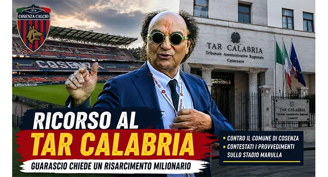 Guarascio ricorre al TAR contro il Comune di Cosenza: chiesto anche un risarcimento da oltre un milione di euro per il caso Marulla