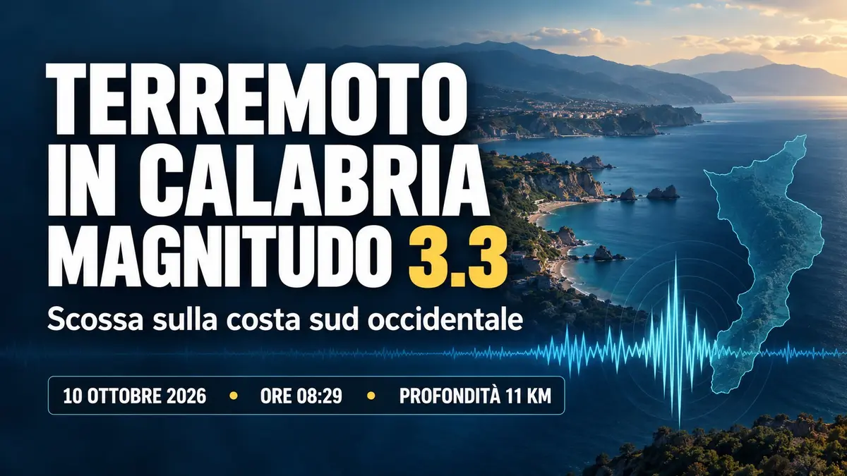 Terremoto in Calabria scossa di magnitudo 3.3 sulla costa sud occidentale