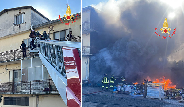 Lamezia Terme, incendio deposito e attività commerciale