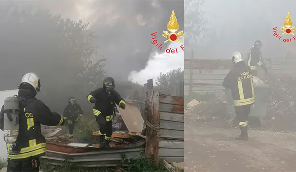 Incendio in discarica abusiva a Catanzaro: Vvfin azione in via Lucrezia della Valle