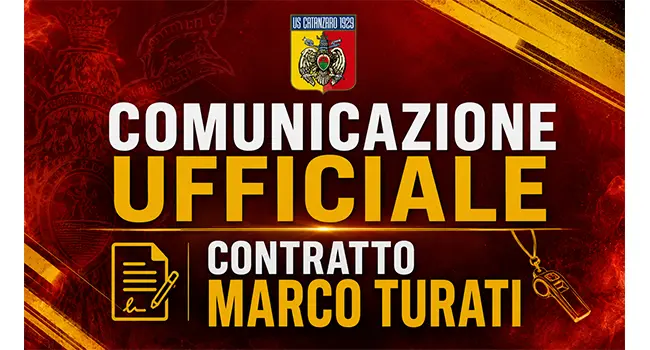 Catanzaro, stop al contratto con Marco Turati dopo la comunicazione della Lega Serie B