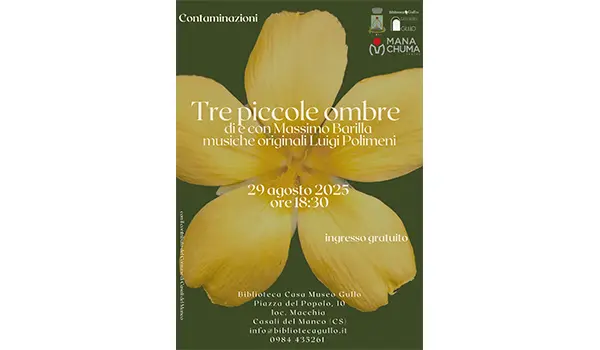 Mana Chuma con lo spettacolo “Tre piccole ombre” a Cosenza