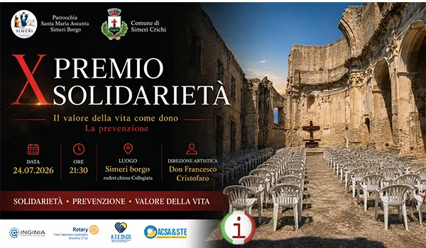 X Premio Solidarietà 2026 a Simeri Crichi, una serata per celebrare la solidarietà, la prevenzione e il valore della vita