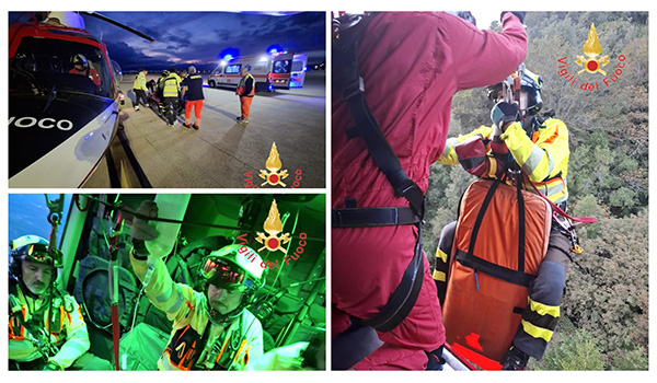 Aspromonte, motociclista precipita in un burrone: intervento dei Vvf con elicottero Drago VF142