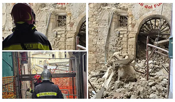 Cosenza, crollo nel centro storico: edificio collassato, evacuate sette famiglie a Vico Campagna intervento dei Vvf