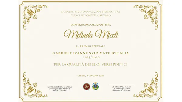 Premio D'Annunzio Vate d'Italia a Melinda Miceli 