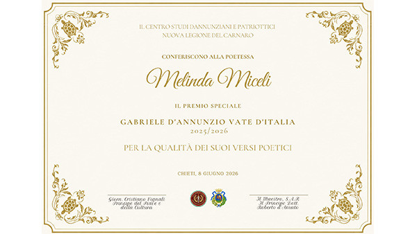 Premio D'Annunzio Vate d'Italia a Melinda Miceli 