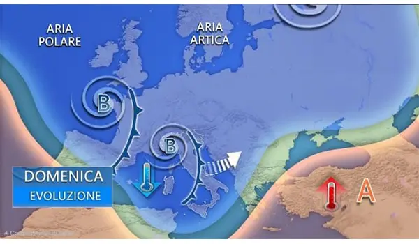 Meteo domenica: forte perturbazione atlantica sull’Italia tra piogge intense e neve a bassa quota