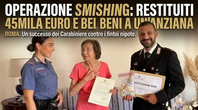 Roma, smsishing e finto nipote: restituiti 45mila euro a un'anziana