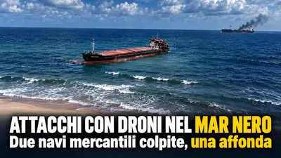 Attacchi con droni nel Mar Nero: due navi mercantili colpite, una affonda