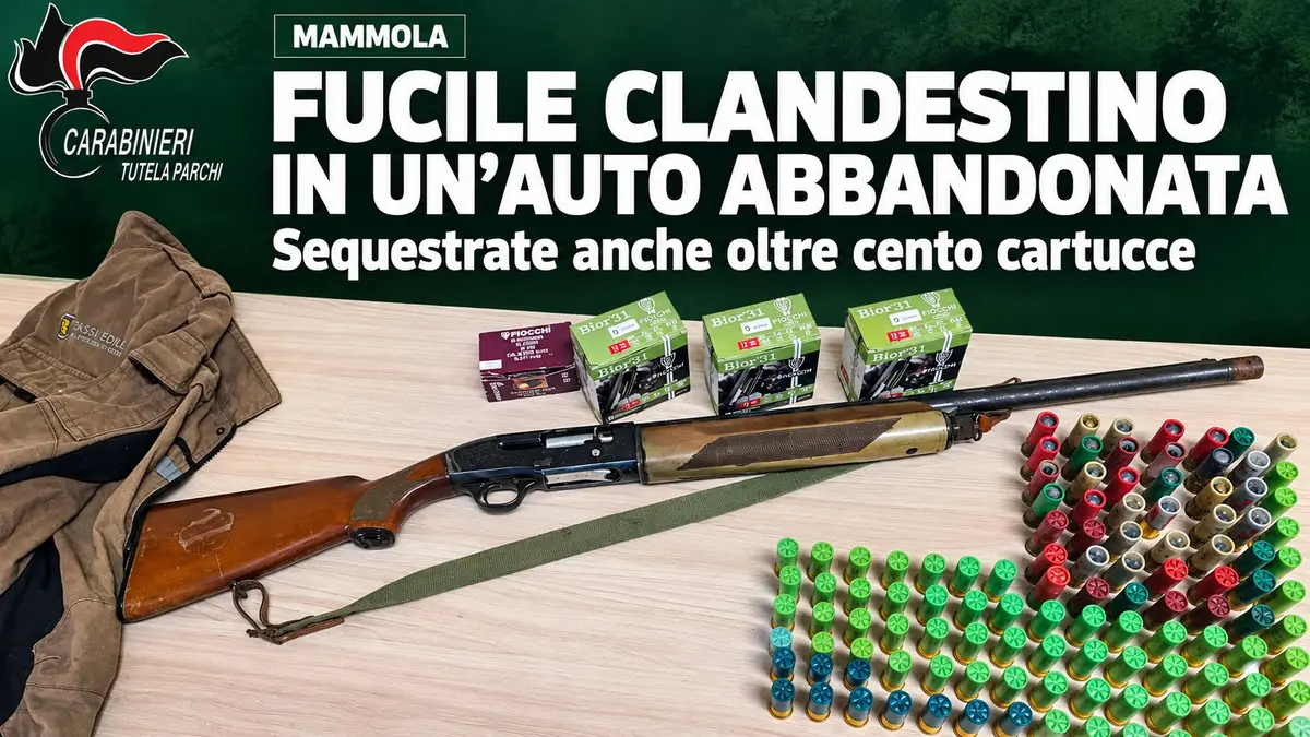 Mammola fucile con matricola abrasa e oltre cento cartucce in una Panda abbandonata