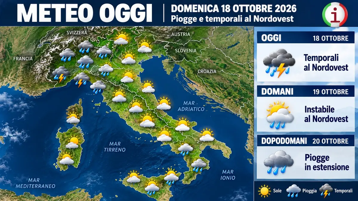 Meteo 18 ottobre peggiora al Nordovest con temporali forti e allerta arancione in Liguria
