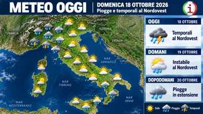 Meteo 18 ottobre peggiora al Nordovest con temporali forti e allerta arancione in Liguria