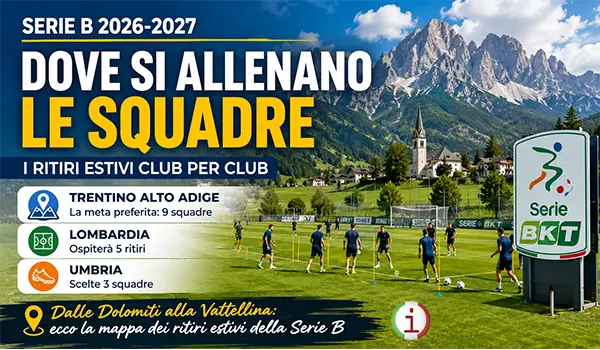 Serie B, ecco dove si allenano le squadre: il Trentino Alto Adige domina la mappa dei ritiri estivi