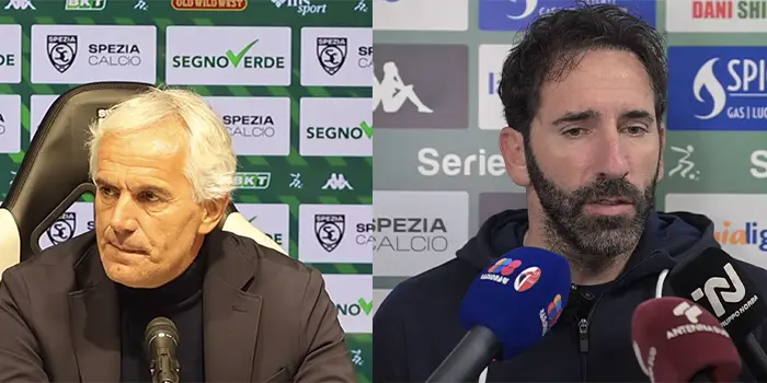 Spezia-Bari 1-1: due visioni a confronto tra Donadoni e Caserta nel post partita. Video