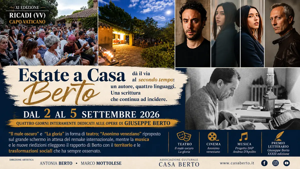 Estate a Casa Berto dà il via al secondo tempo: un autore, quattro linguaggi. Una scrittura che continua ad incidere.