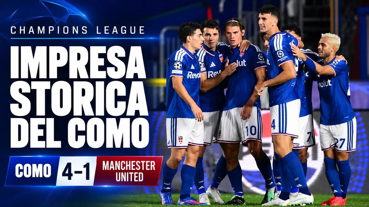 Impresa storica del Como: 4-1 al Manchester United in Champions League