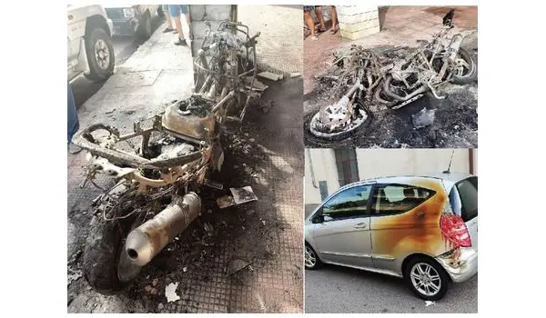 Bovalino, incendio nella notte in via Nuova: distrutte moto e auto, paura tra i residenti