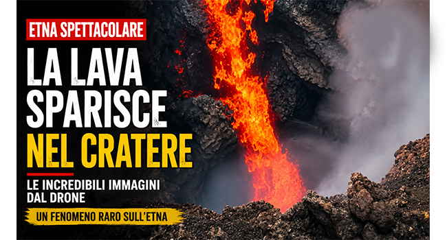 Etna, la lava scompare nel cratere: il raro fenomeno ripreso dal drone affascina gli esperti