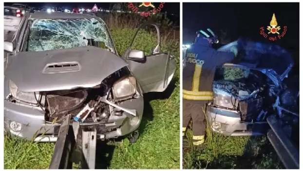 Incidente sulla SS106 tra Simeri Crichi e Sellia Marina: auto fuori controllo e impatto violento contro il guardrail