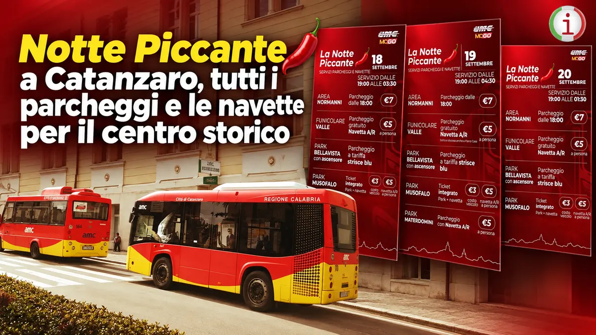 Notte Piccante a Catanzaro, tutti i parcheggi e le navette per il centro storico
