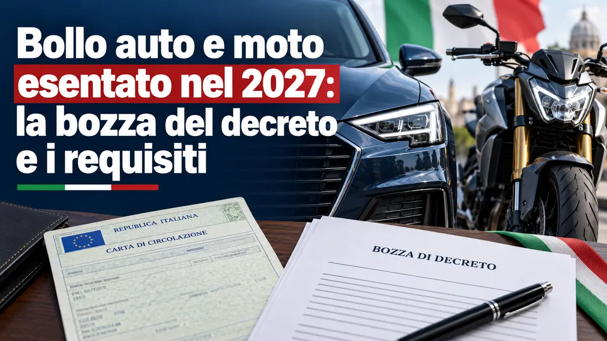 Bollo auto e moto esentato nel 2027: la bozza del decreto e i requisiti