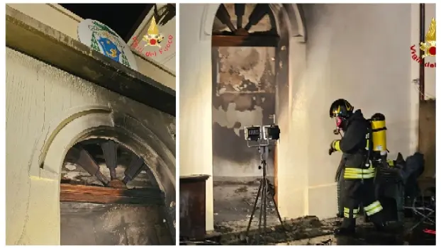 Incendio al Santuario Madonna delle Grazie a Torre di Ruggiero: intervento dei Vvf nella notte