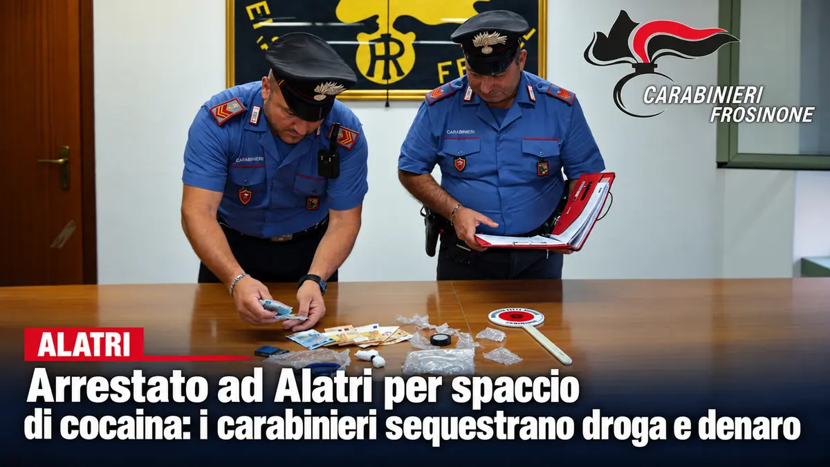 Arrestato ad Alatri per spaccio di cocaina: i carabinieri sequestrano droga e denaro