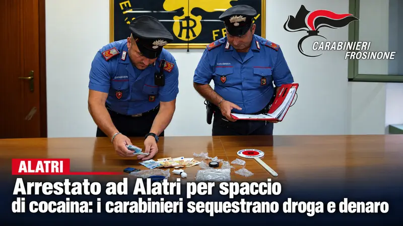 Arrestato ad Alatri per spaccio di cocaina: i carabinieri sequestrano droga e denaro