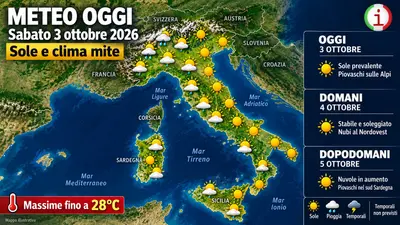 Meteo Italia tra sole e clima mite nel weekend e possibili piogge dal 7 ottobre