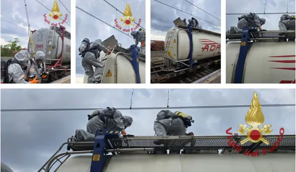 Cisterna con acido solforico aperta alla stazione di Fuscaldo, intervento dei Vvf e traffico ferroviario ripristinato