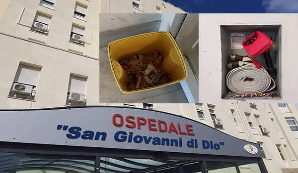 Ospedale “San Giovanni di Dio” di Crotone: mozziconi tra i presidi antincendio, rischio incendi e intossicazioni
